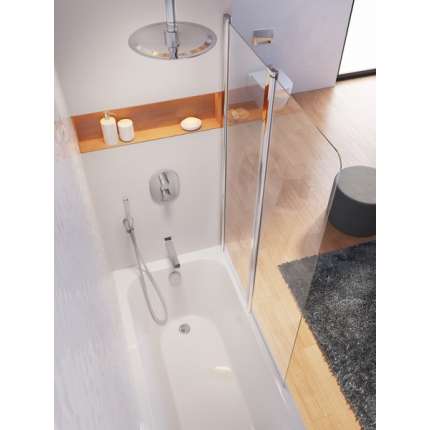 Шторка для ванны Ravak Chrome CVS2-100 R белая+транспарент 7QRA0100Z1