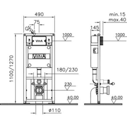 Унитаз подвесной VitrA S50 9003B003-7201 безободковый, с инсталляцией
