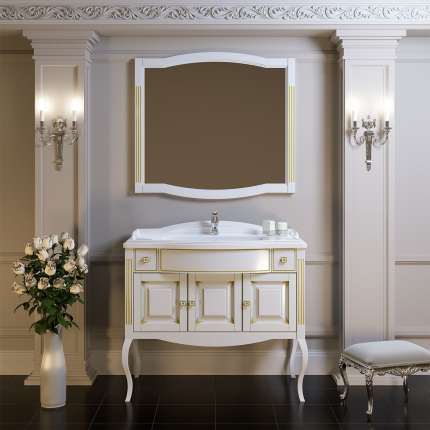 Зеркало для ванной Opadiris Лаура 100 белое с патиной