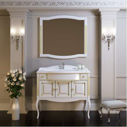 Зеркало для ванной Opadiris Лаура 120 белое с патиной