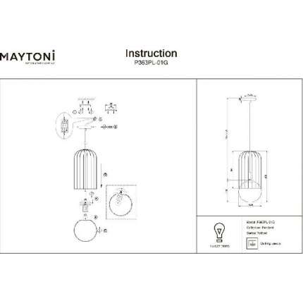 Подвесной светильник Maytoni Telford P363PL-01G