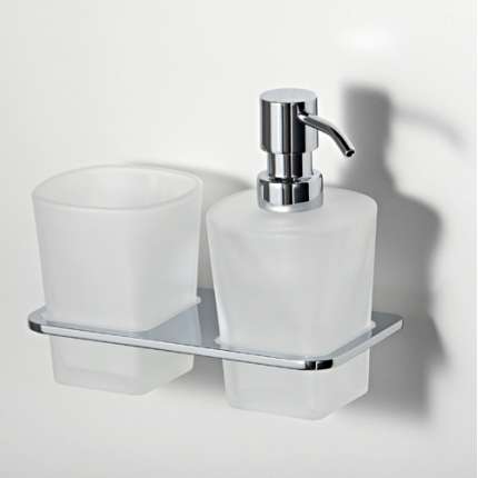 Стакан для зубных щеток с дозатором жидкого мыла WasserKraft Leine K-5089 хром