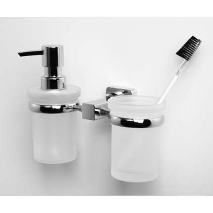 Стакан для зубных щеток с дозатором жидкого мыла WasserKraft Lippe K-6589 хром