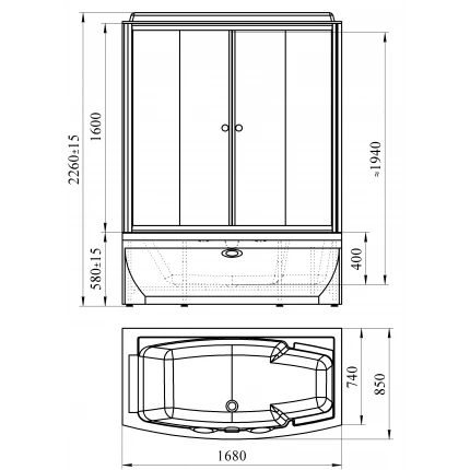 Душевой бокс Радомир Элис 168x85 L К1