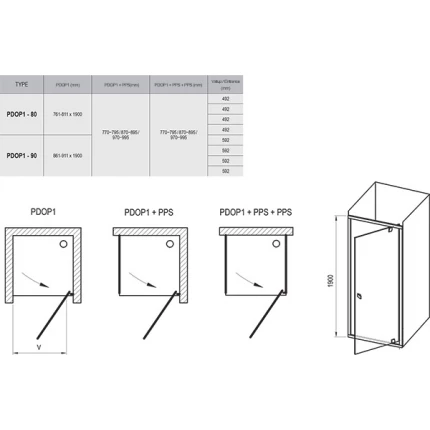 Душевая дверь Ravak Pivot PDOP1-90 белый + транспарент 03G70100Z1