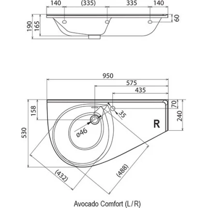 Умывальник Ravak Avocado Comfort R XJ9P1100000