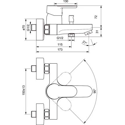 Смеситель для ванны Ideal Standard Ceraplan III B0718AA хром
