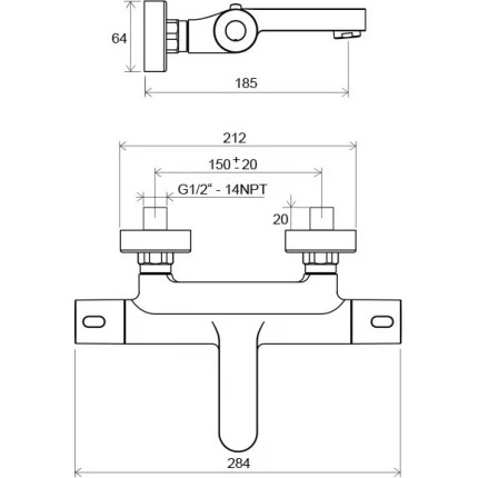 Смеситель для ванны Ravak Termo 300 TE 023.00/150 X070097