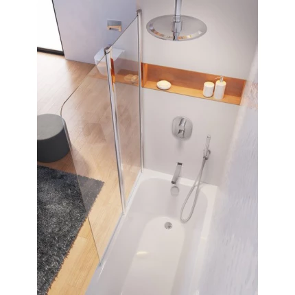 Шторка для ванны Ravak Chrome CVS2-100 L белая+транспарент 7QLA0100Z1