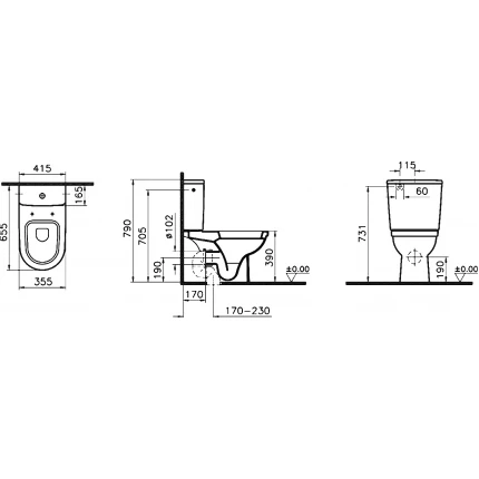 Унитаз напольный VitrA Form 300 9729B003-7200 с сиденьем микролифт