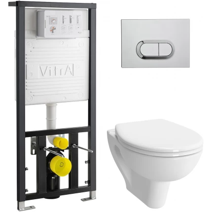 Унитаз подвесной VitrA S20 9004B003-7202 безободковый, с инсталляцией и сиденьем микролифт