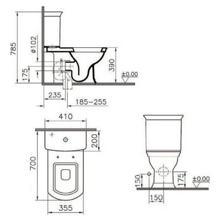 Унитаз напольный VitrA Serenada 9722B003-7204 с сиденьем
