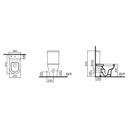 Унитаз напольный VitrA Zentrum 9012B003-7203 с сиденьем