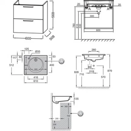 Тумба для ванной Jacob Delafon Odeon Rive Gauche EB2520-R5-N18 60 см, белый