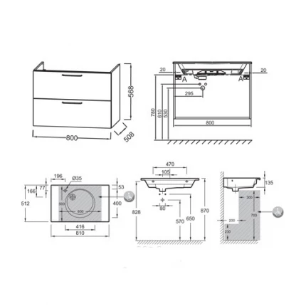 Тумба для ванной Jacob Delafon Odeon Rive Gauche EB2522-R5-N18 80 см, белый