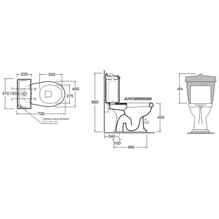 Бачок для унитаза Azzurra Jubilaeum JUCSMB000000BI/(JUB400/MBL bi) 