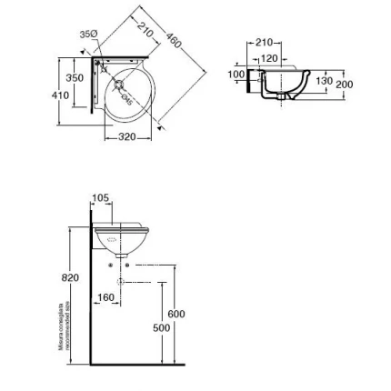 Раковина Azzurra Jubilaeum JULS0353500MBI (JUB35/AN bi)*1 подвесная