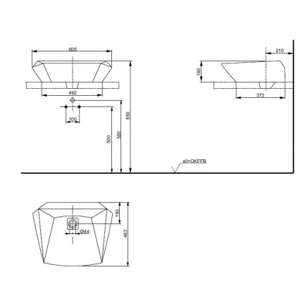 Раковина накладная TOTO Jewelhex LW681B#W 