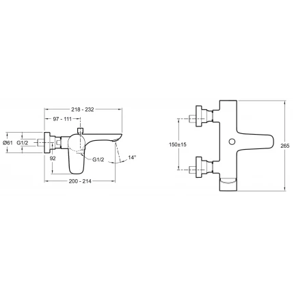 Смеситель для ванны с душем Jacob Delafon Aleo E72282-CP