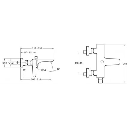 Смеситель для ванны с душем Jacob Delafon Aleo+ E72319-CP