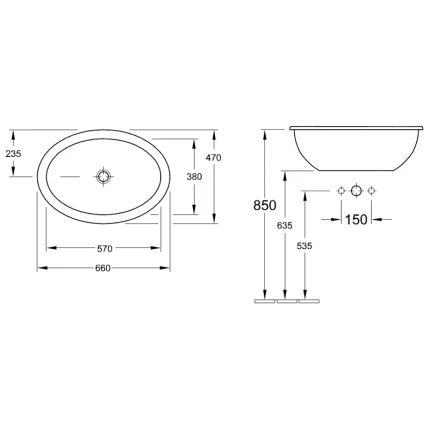 Раковина встраиваемая Villeroy Boch Loop Friends 6155 30 R1 